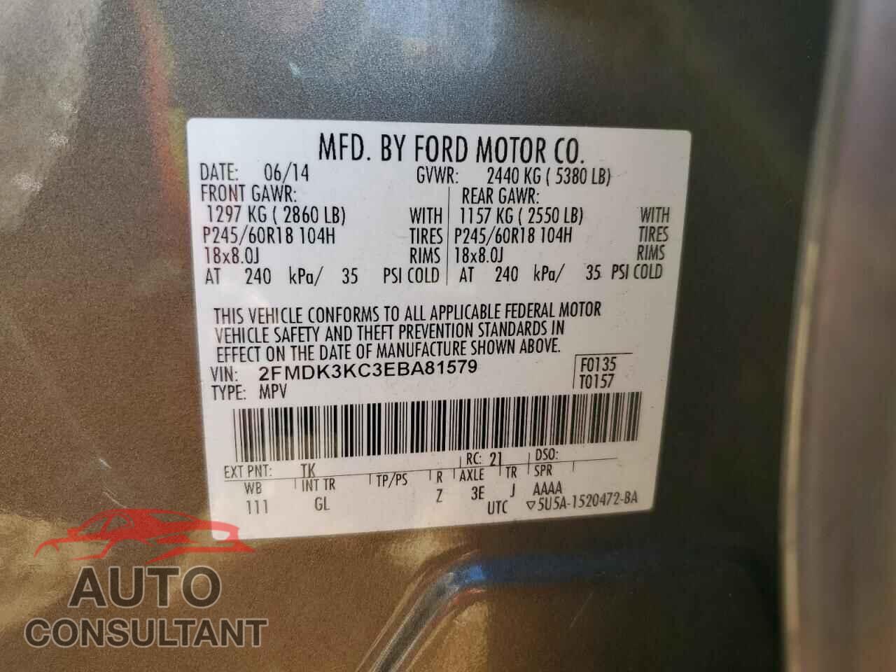 FORD EDGE 2014 - 2FMDK3KC3EBA81579