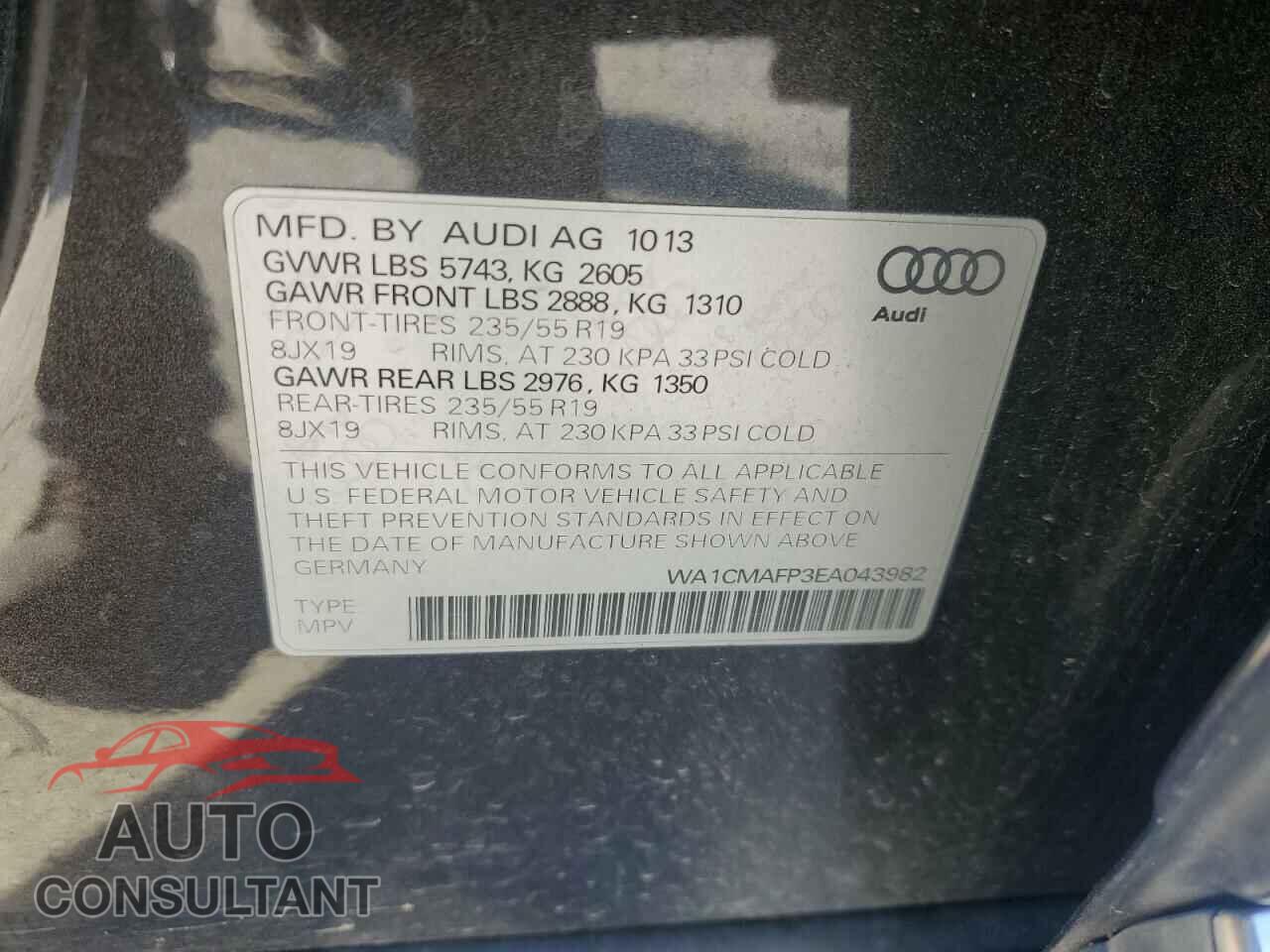 AUDI Q5 2014 - WA1CMAFP3EA043982