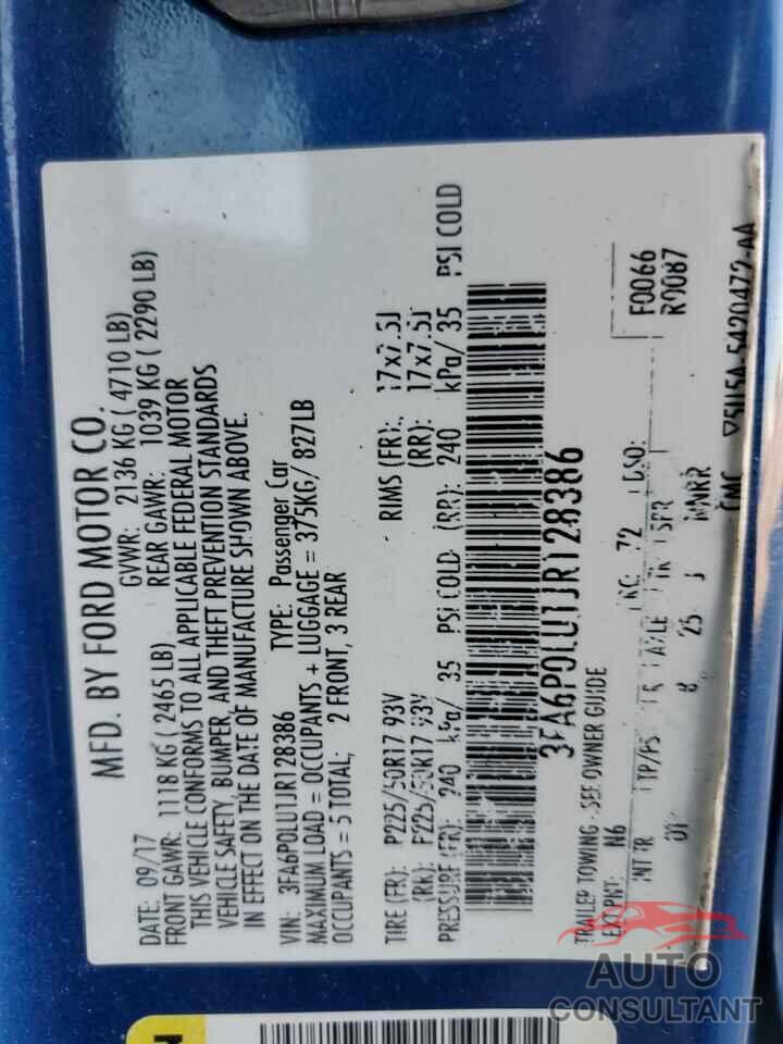 FORD FUSION 2018 - 3FA6P0LU1JR128386