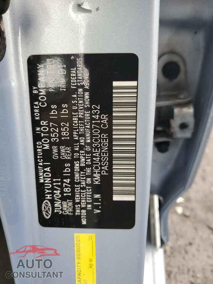 HYUNDAI ACCENT 2012 - KMHCU4AE3CU071432