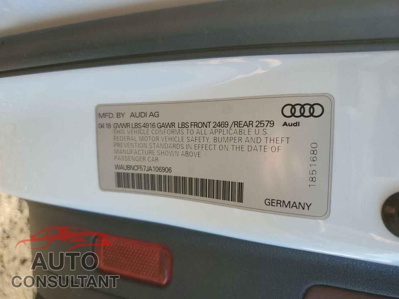 AUDI A5 2018 - WAUBNCF57JA106906