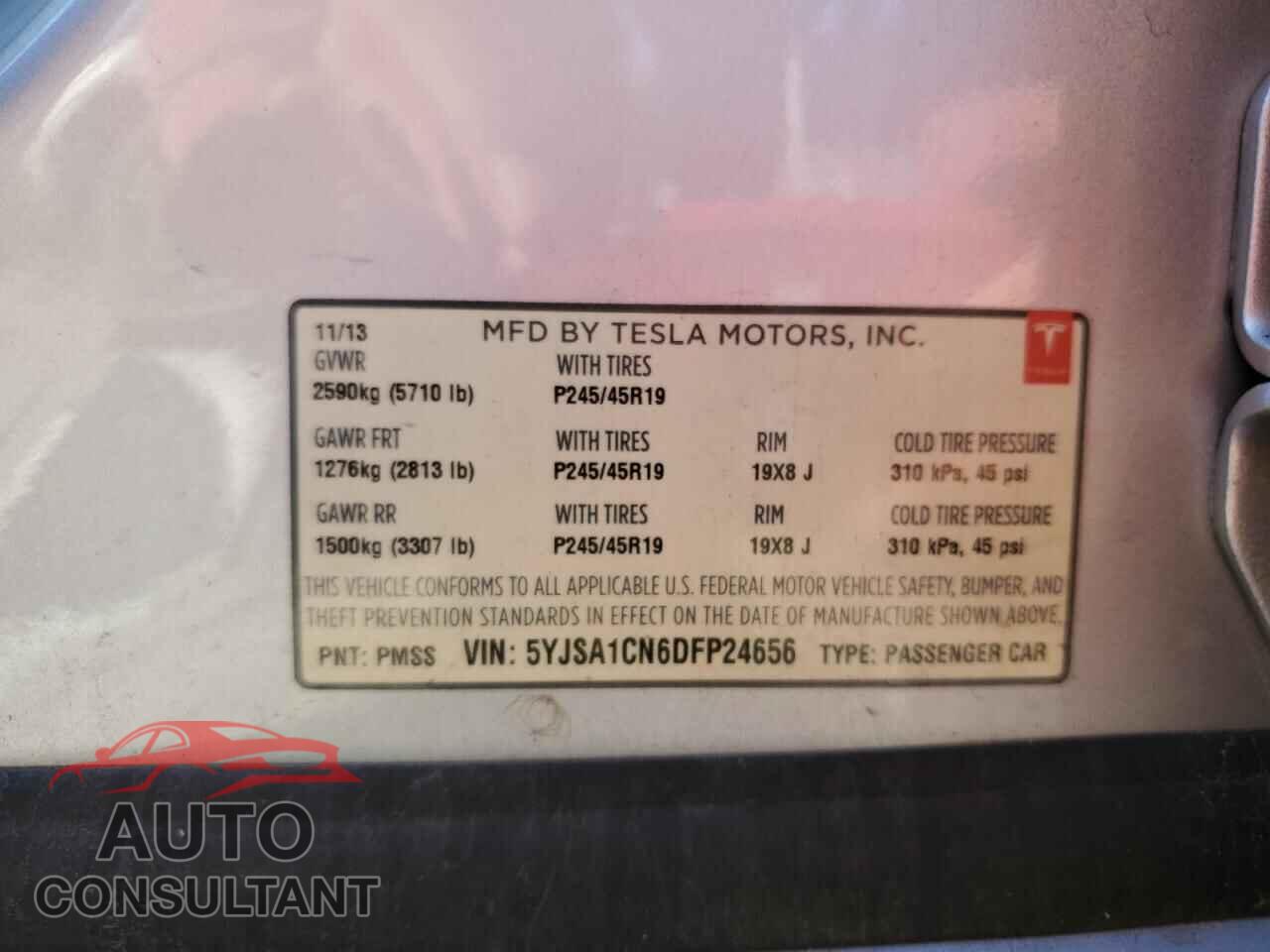 TESLA MODEL S 2013 - 5YJSA1CN6DFP24656