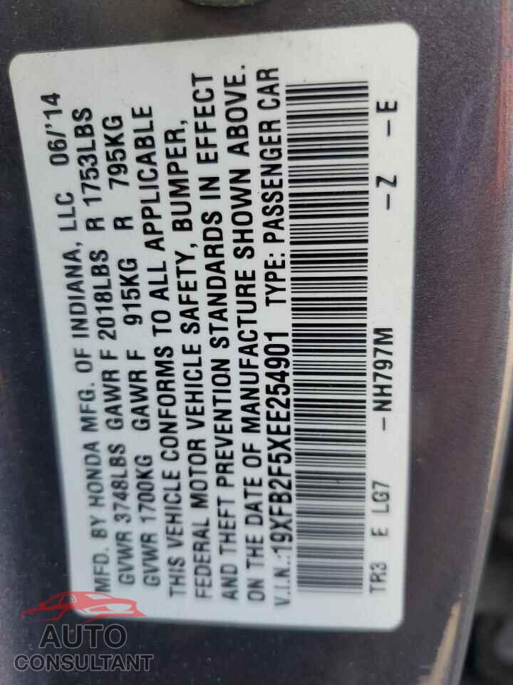 HONDA CIVIC 2014 - 19XFB2F5XEE254901