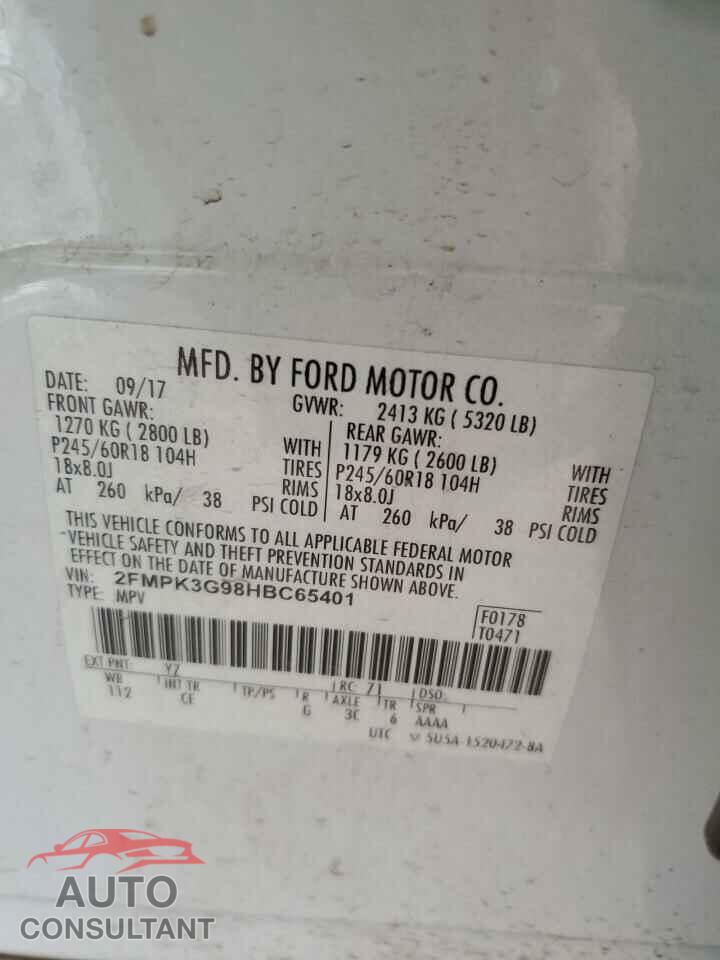 FORD EDGE 2017 - 2FMPK3G98HBC65401