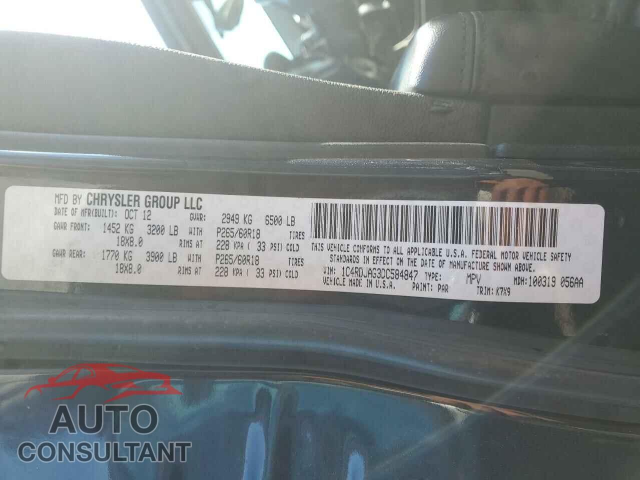 DODGE DURANGO 2013 - 1C4RDJAG3DC584847
