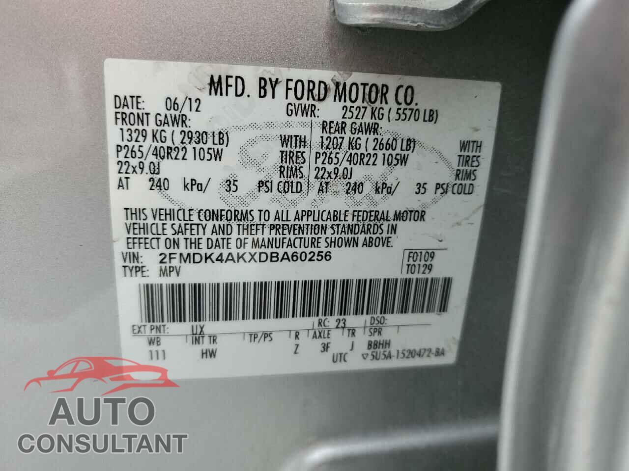 FORD EDGE 2013 - 2FMDK4AKXDBA60256