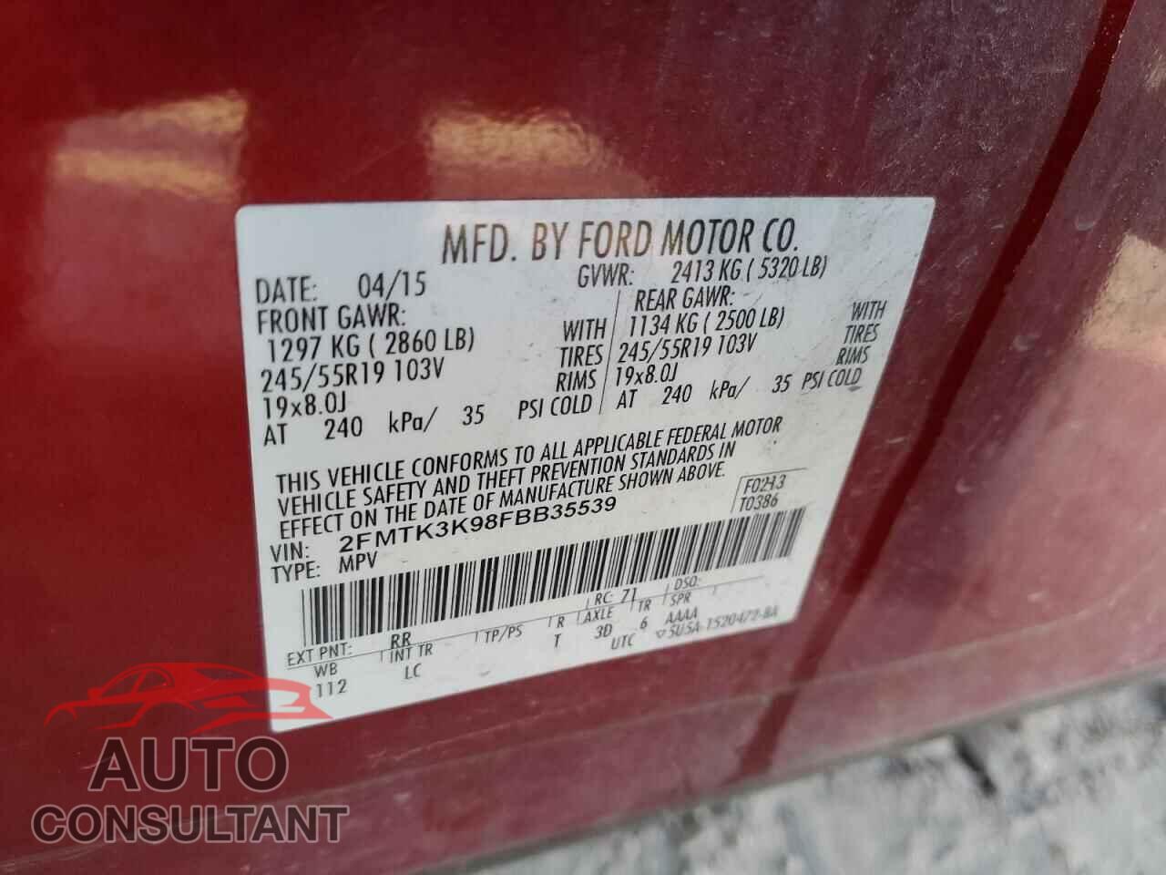 FORD EDGE 2015 - 2FMTK3K98FBB35539