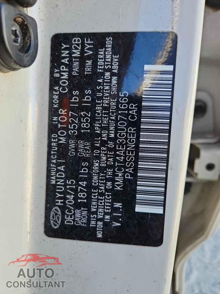 HYUNDAI ACCENT 2016 - KMHCT4AE3GU071665
