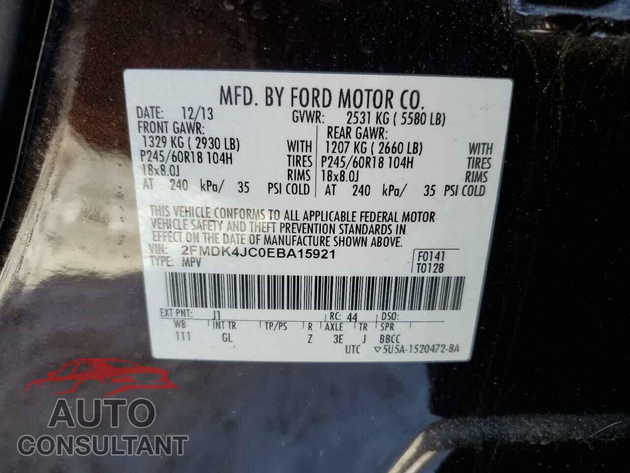 FORD EDGE 2014 - 2FMDK4JC0EBA15921