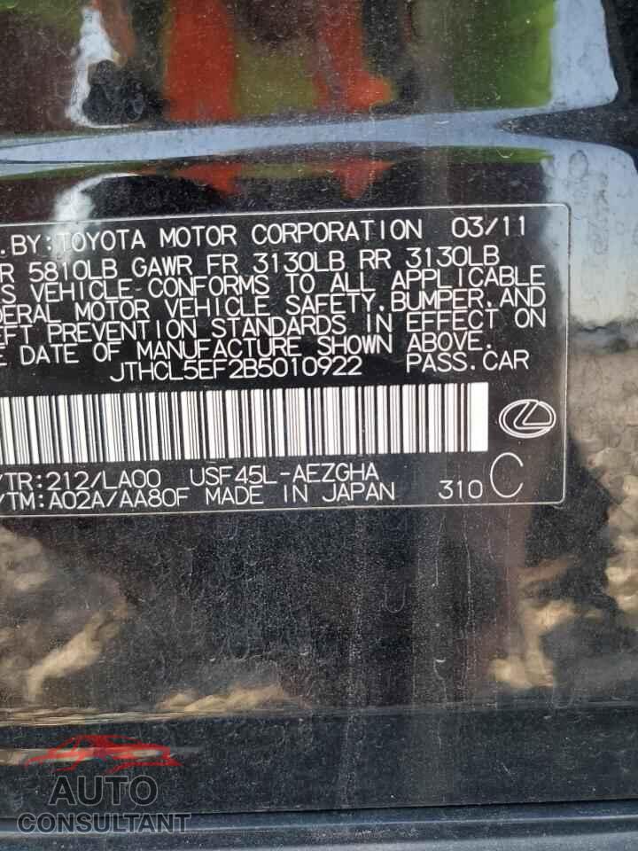 LEXUS LS460 2011 - JTHCL5EF2B5010922