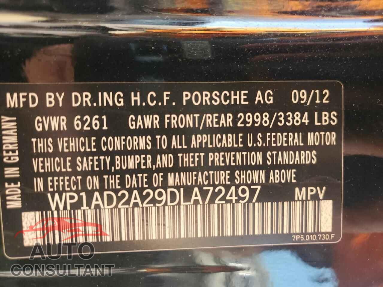 PORSCHE CAYENNE 2013 - WP1AD2A29DLA72497