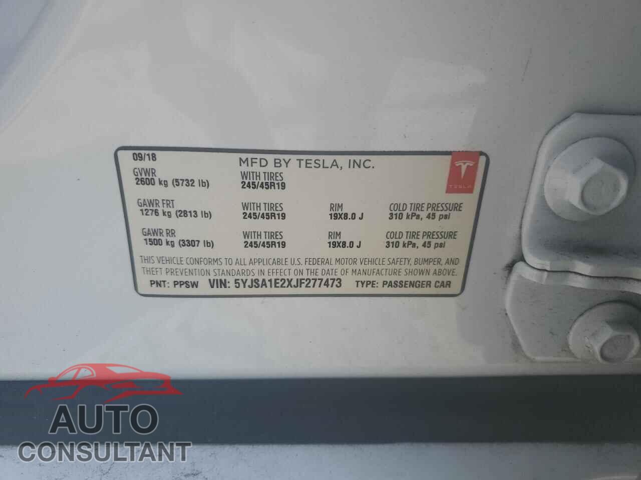 TESLA MODEL S 2018 - 5YJSA1E2XJF277473