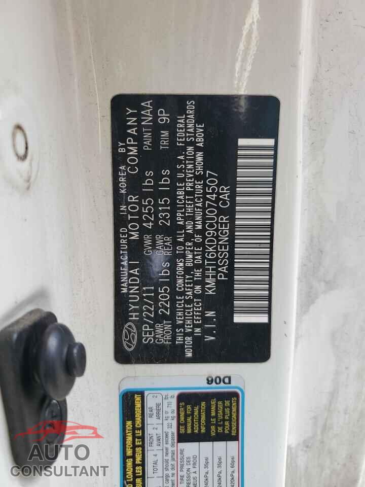 HYUNDAI GENESIS 2012 - KMHHT6KD9CU074507