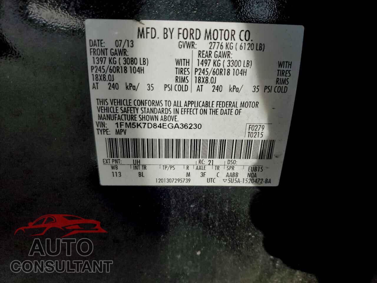 FORD EXPLORER 2014 - 1FM5K7D84EGA36230