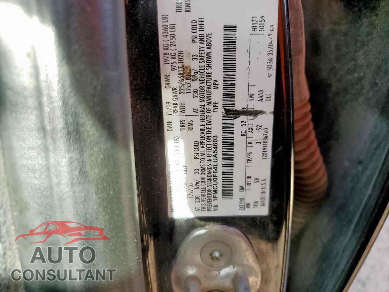 FORD ESCAPE 2020 - 1FMCU0F64LUA54603