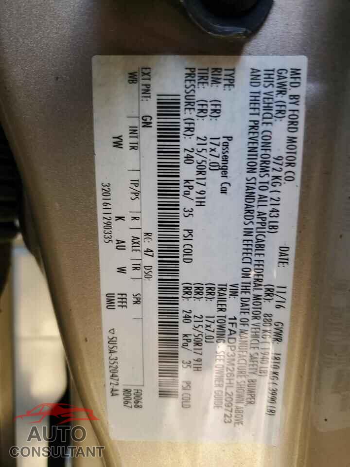 FORD FOCUS 2017 - 1FADP3M26HL209723
