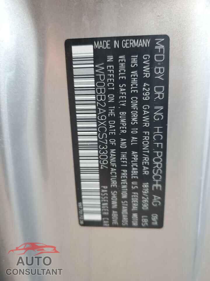 PORSCHE 911 2012 - WP0BB2A9XCS733094