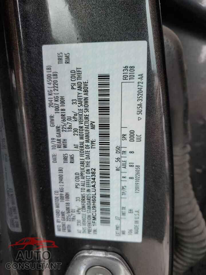 FORD ESCAPE 2020 - 1FMCU9H60LUA34382