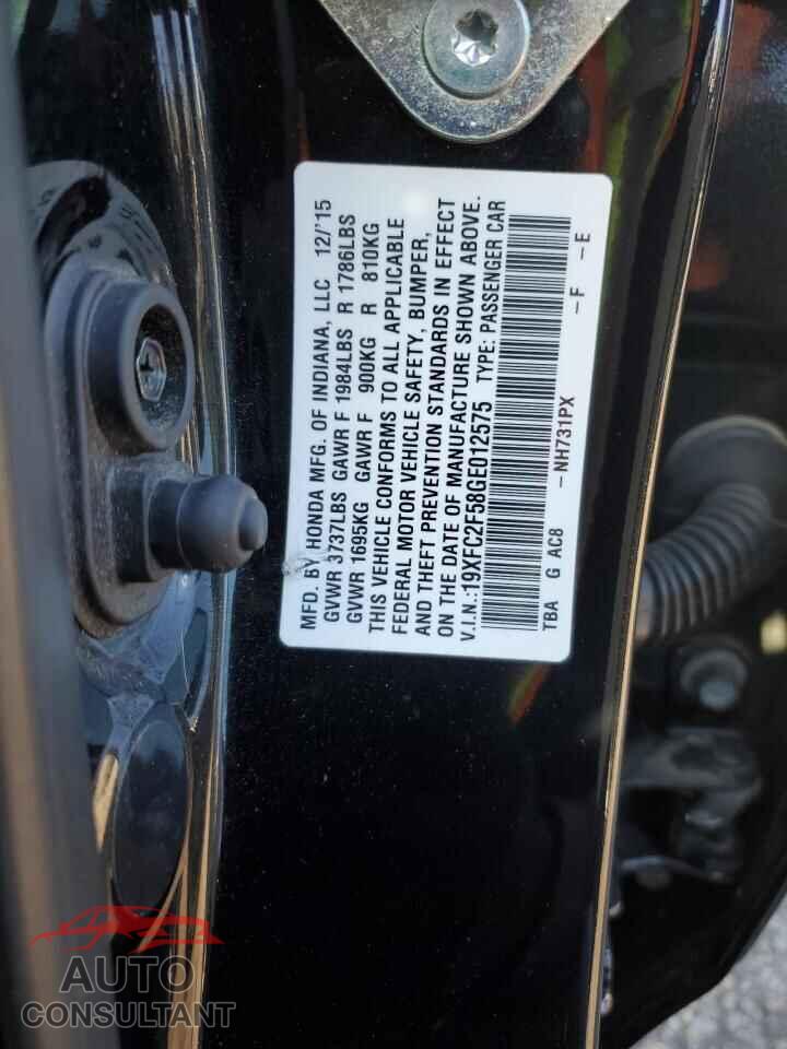 HONDA CIVIC 2016 - 19XFC2F58GE012575