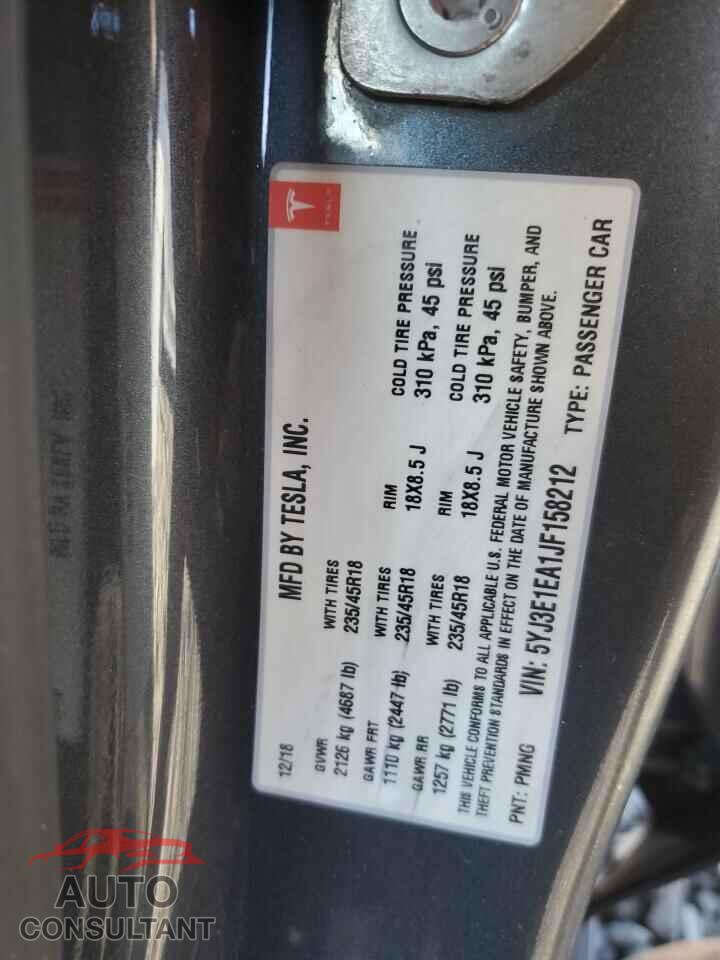 TESLA MODEL 3 2018 - 5YJ3E1EA1JF158212