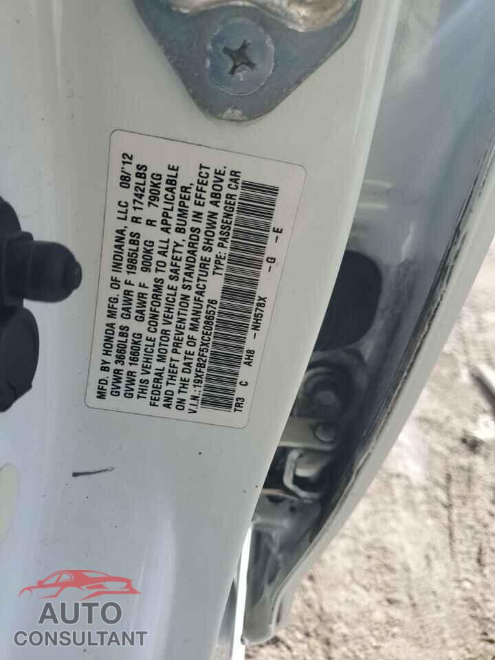 HONDA CIVIC 2012 - 19XFB2F5XCE086576
