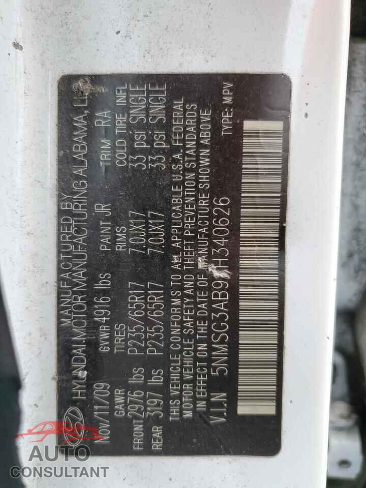 HYUNDAI SANTA FE 2010 - 5NMSG3AB9AH340626