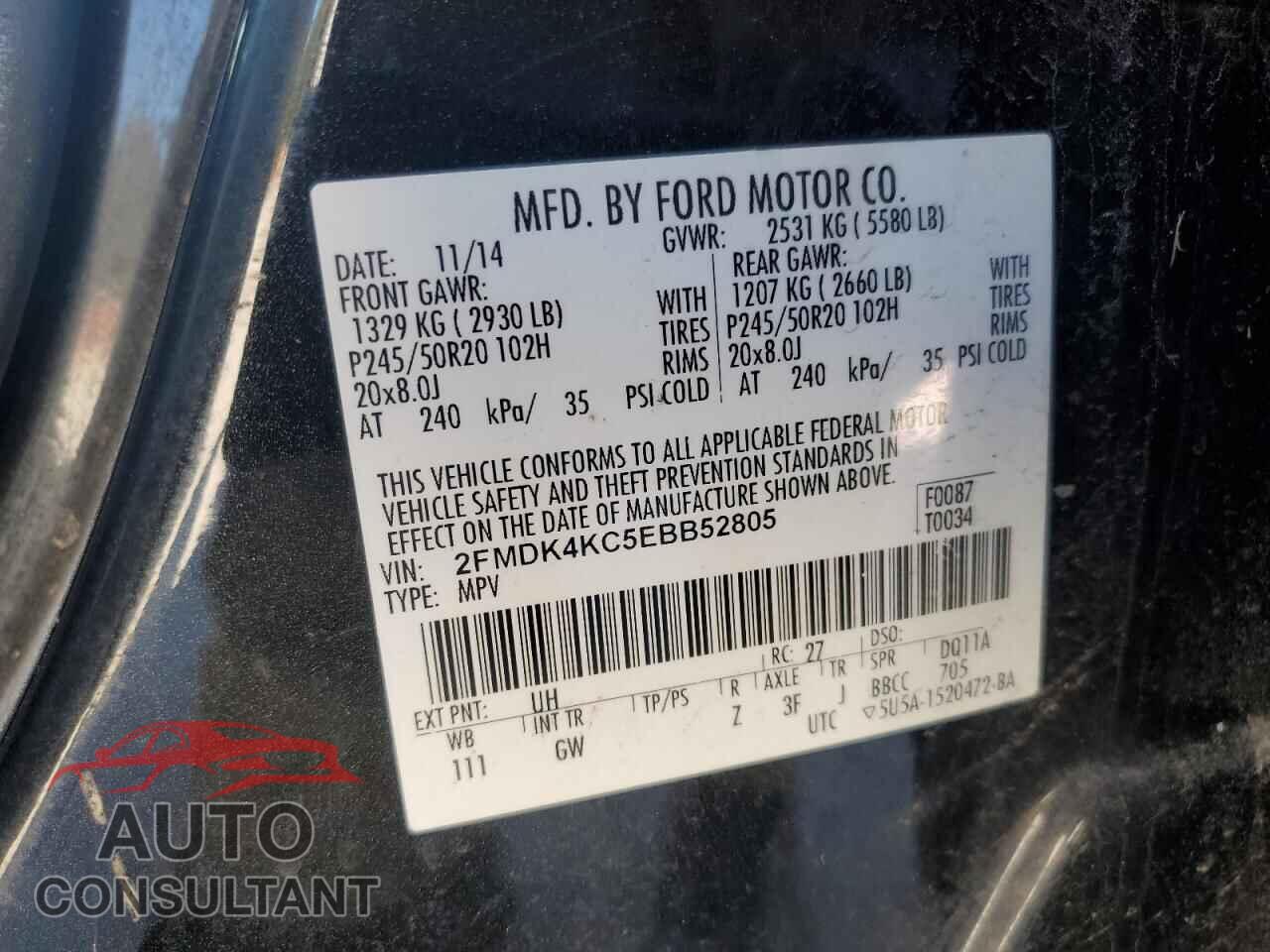 FORD EDGE 2014 - 2FMDK4KC5EBB52805