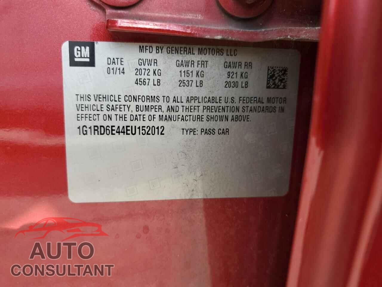 CHEVROLET VOLT 2014 - 1G1RD6E44EU152012