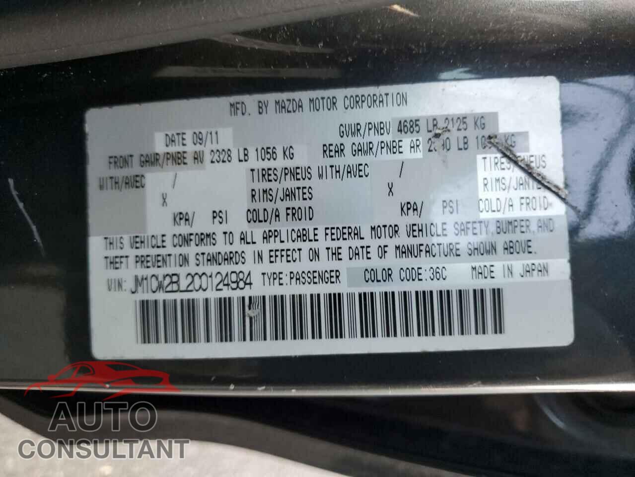 MAZDA 5 2012 - JM1CW2BL2C0124984