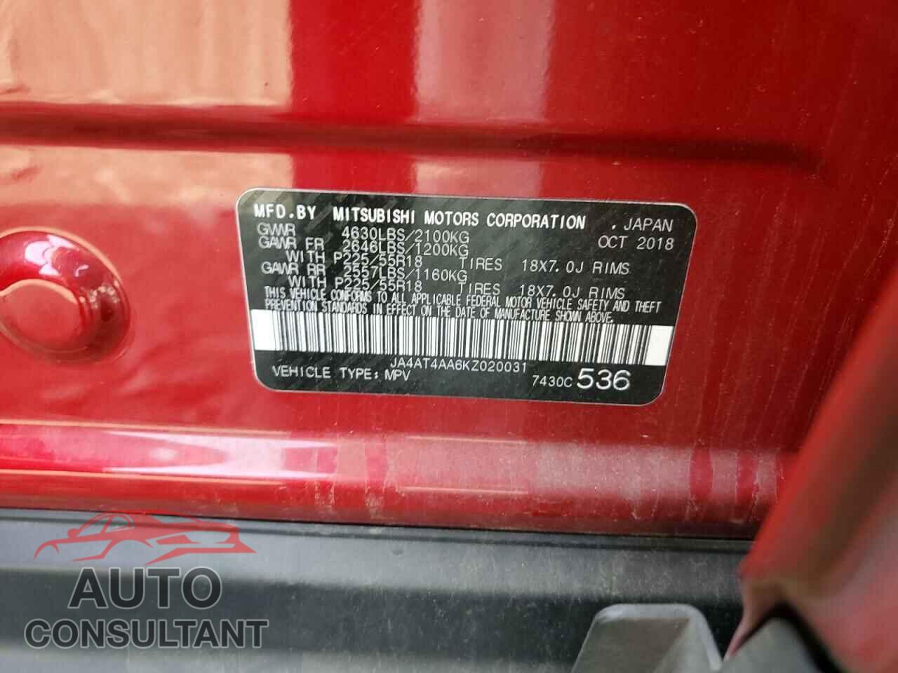 MITSUBISHI ECLIPSE 2019 - JA4AT4AA6KZ020031