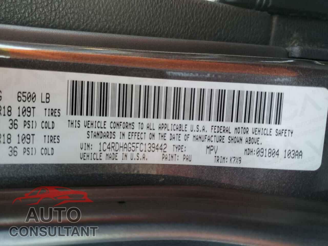 DODGE DURANGO 2015 - 1C4RDHAG5FC139442