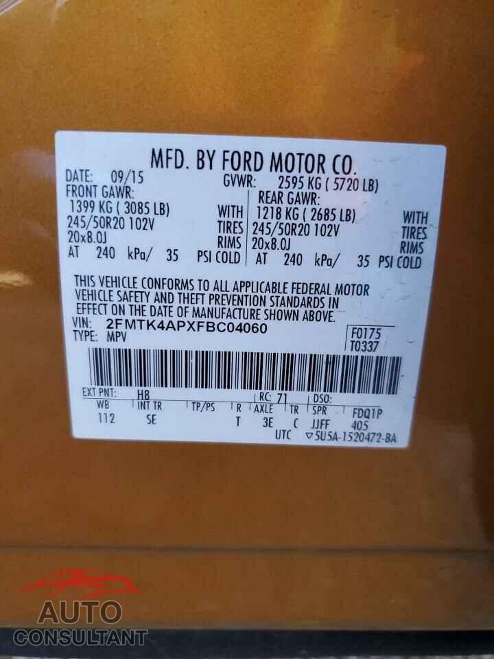 FORD EDGE 2015 - 2FMTK4APXFBC04060