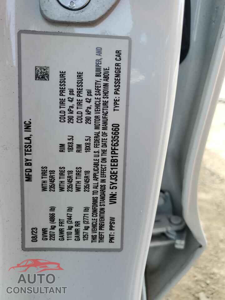 TESLA MODEL 3 2023 - 5YJ3E1EB1PF635660