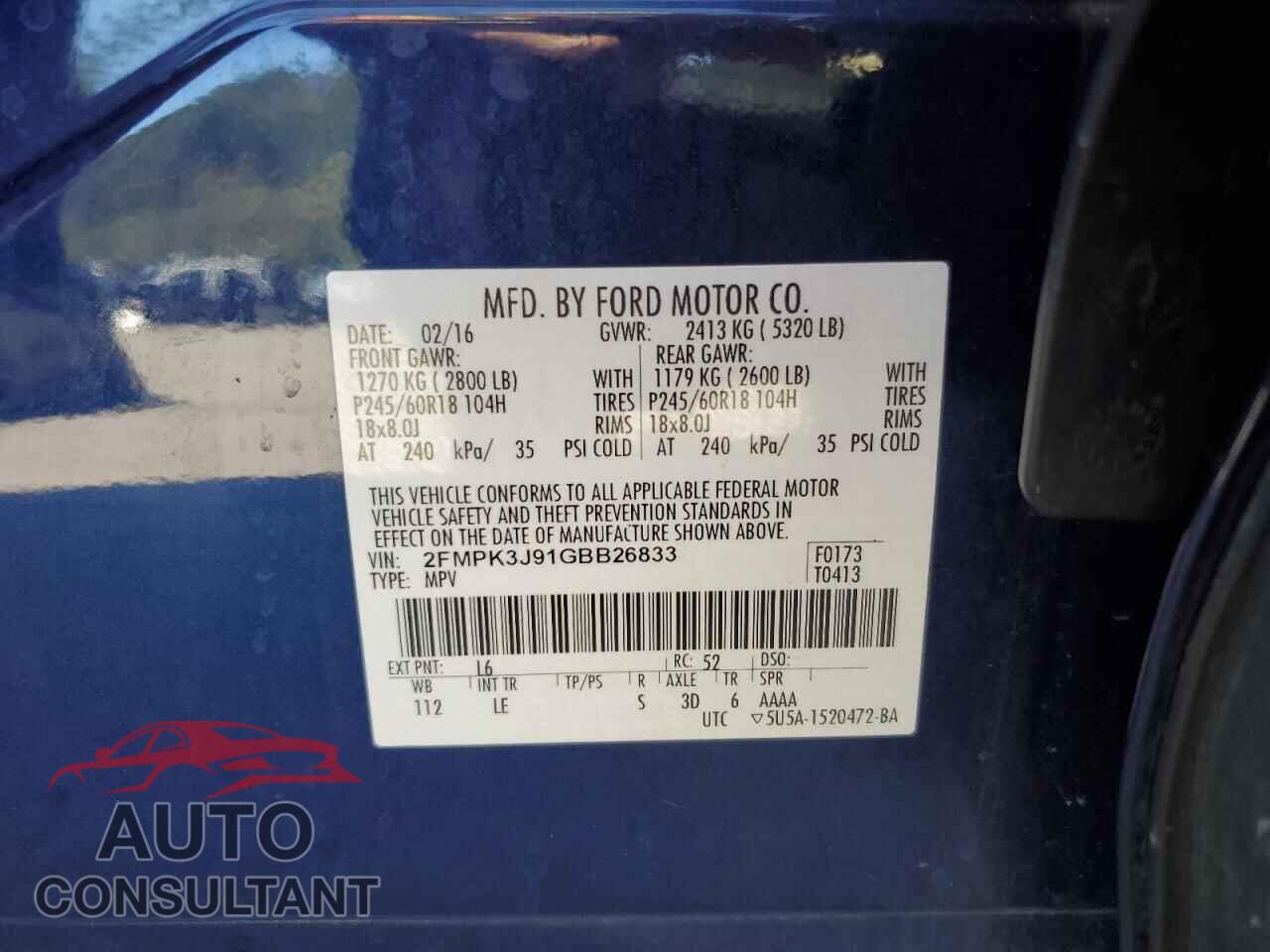 FORD EDGE 2016 - 2FMPK3J91GBB26833