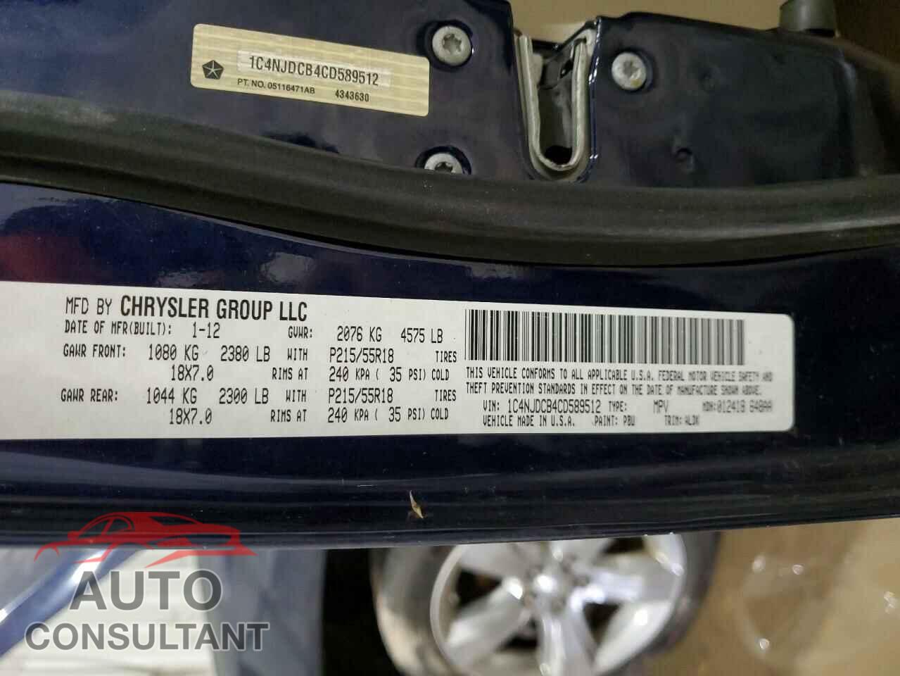 JEEP COMPASS 2012 - 1C4NJDCB4CD589512