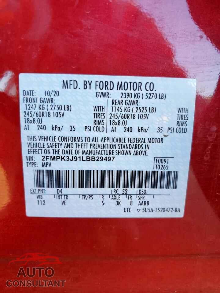 FORD EDGE 2020 - 2FMPK3J91LBB29497
