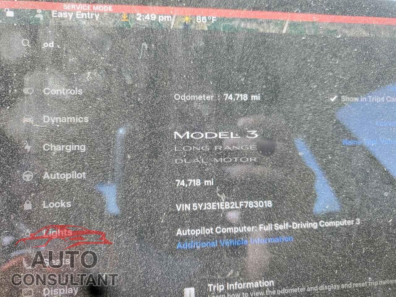 TESLA MODEL 3 2020 - 5YJ3E1EB2LF783018