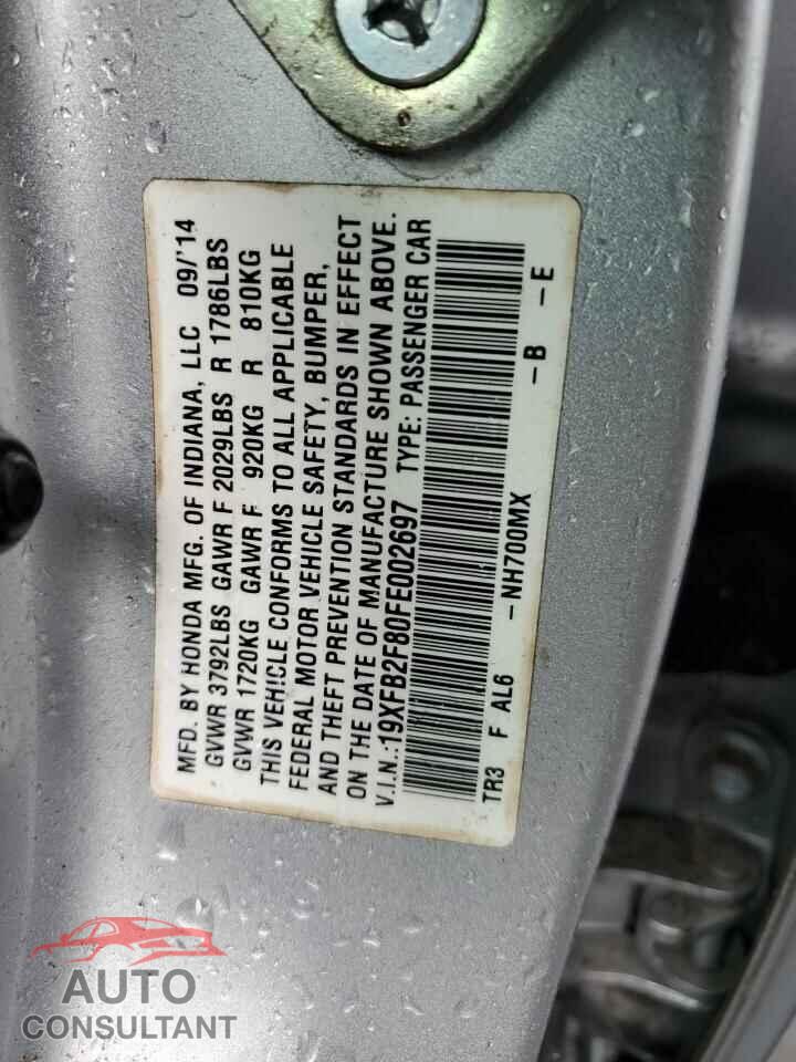 HONDA CIVIC 2015 - 19XFB2F80FE002697