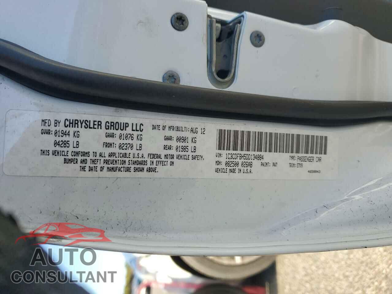 DODGE DART 2013 - 1C3CDFBH5DD134884