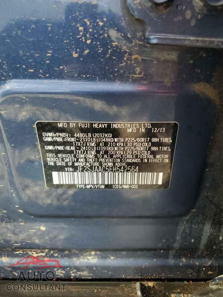 SUBARU FORESTER 2014 - JF2SJAAC5EH542564
