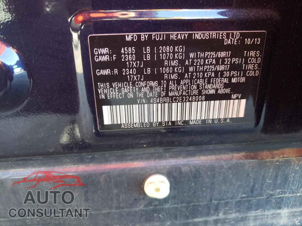 SUBARU OUTBACK 2014 - 4S4BRBLC2E3248008