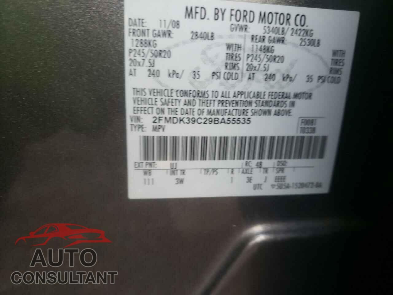 FORD EDGE 2009 - 2FMDK39C29BA55535