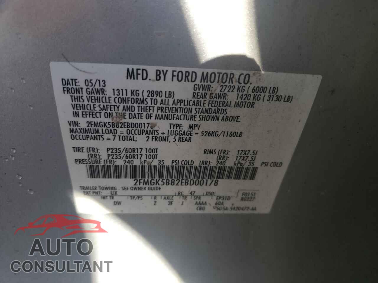 FORD FLEX 2014 - 2FMGK5B82EBD00178
