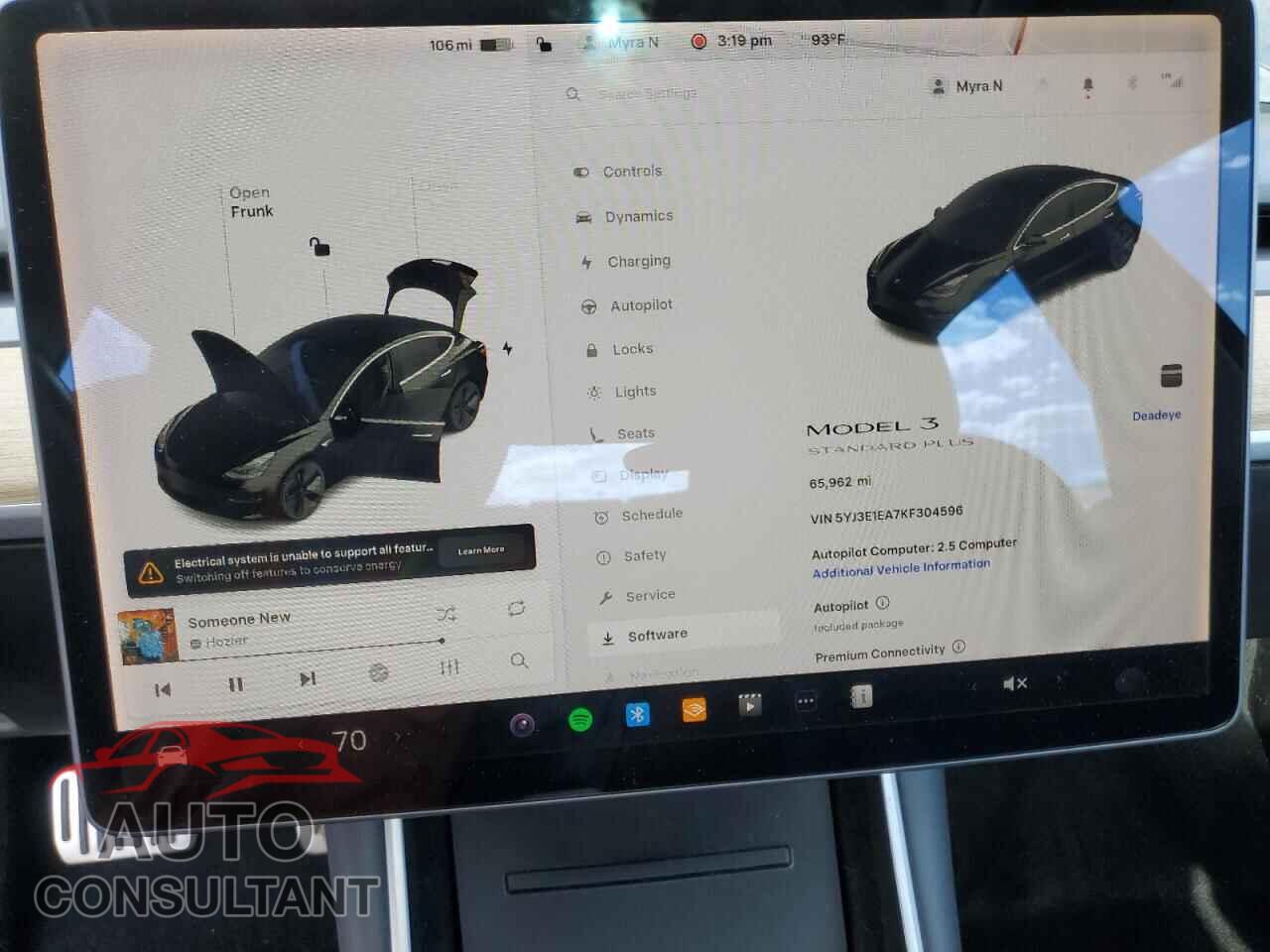 TESLA MODEL 3 2019 - 5YJ3E1EA7KF304596
