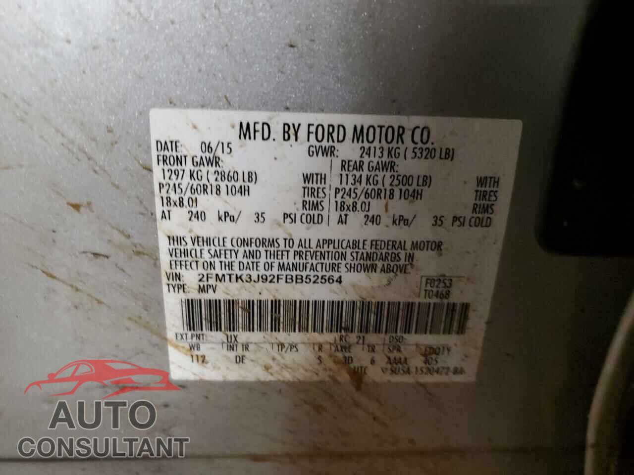FORD EDGE 2015 - 2FMTK3J92FBB52564