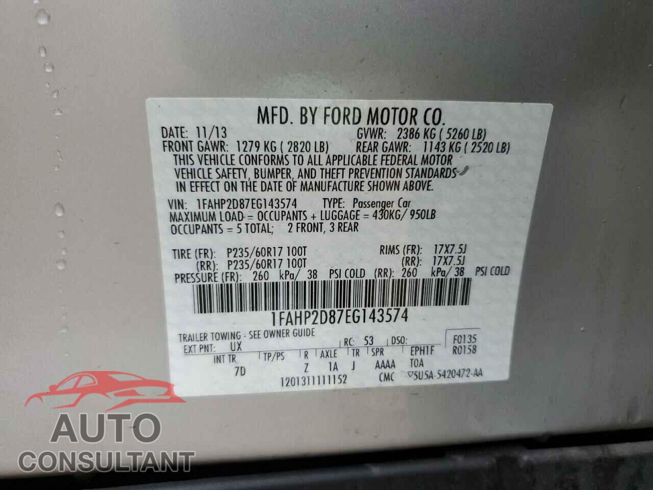 FORD TAURUS 2014 - 1FAHP2D87EG143574