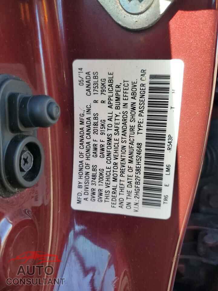 HONDA CIVIC 2014 - 2HGFB2F58EH524648