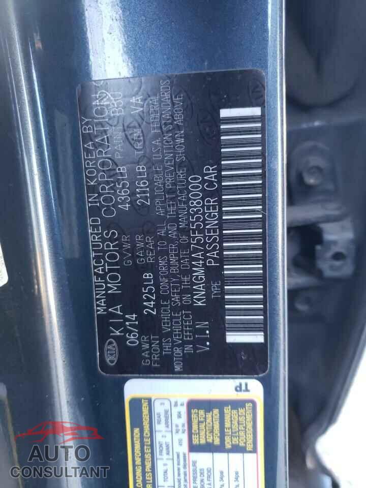 KIA OPTIMA 2015 - KNAGM4A75F5538000
