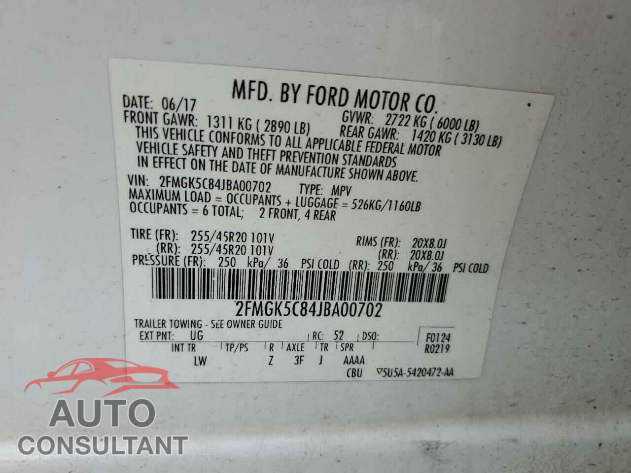 FORD FLEX 2018 - 2FMGK5C84JBA00702