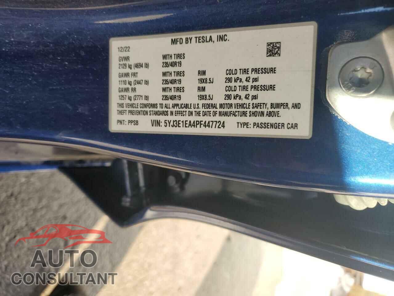 TESLA MODEL 3 2023 - 5YJ3E1EA4PF447724